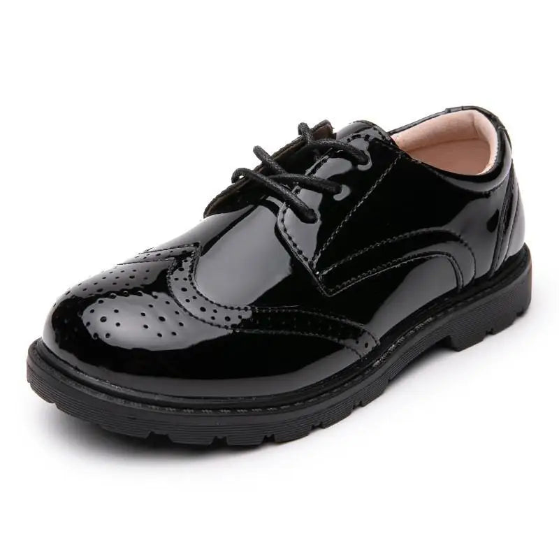 Kids Shoes Boys Leather Wedding School Show Dress Flats Light Classic Zpaxo Black tie 28(insole 18cm) China Mainland