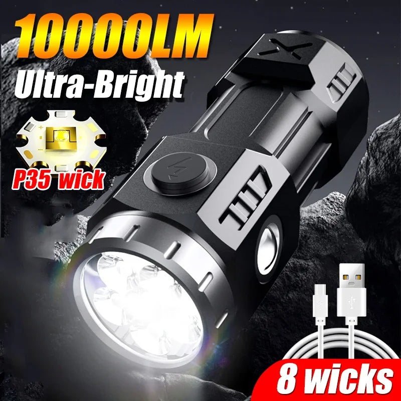 Mini LED Flashlight USB Rechargeable – Magnetic, Waterproof, 6 Modes LED Flashlight Zpaxo