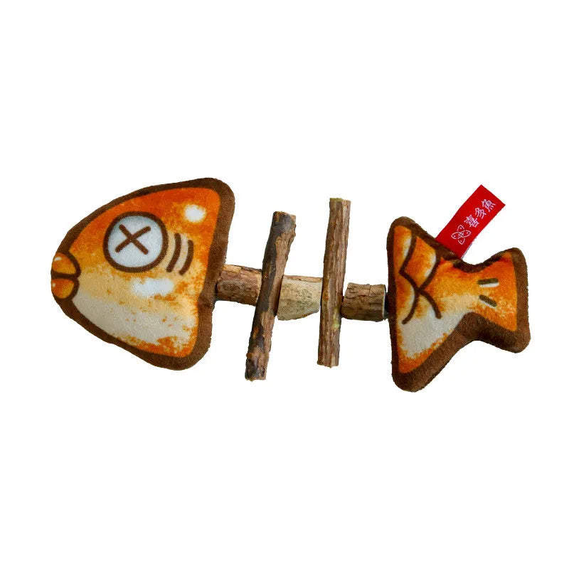 Grilled Fish Squid Cat Chew Toy Silvervine Catnip Interactive Teeth