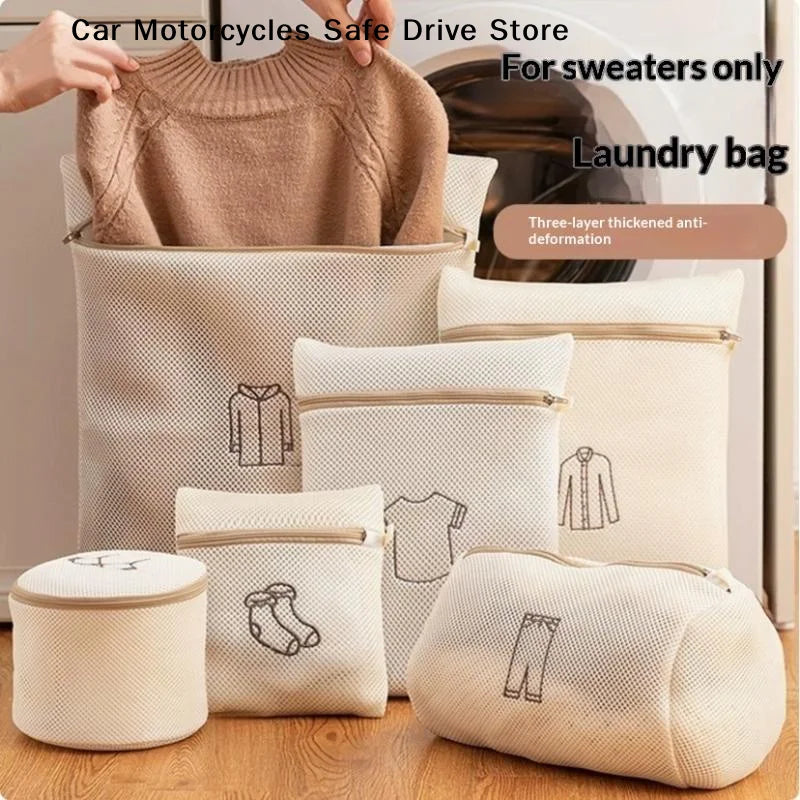 MFine Mesh Embroidery Print Laundry Bags Household Clothes Washing