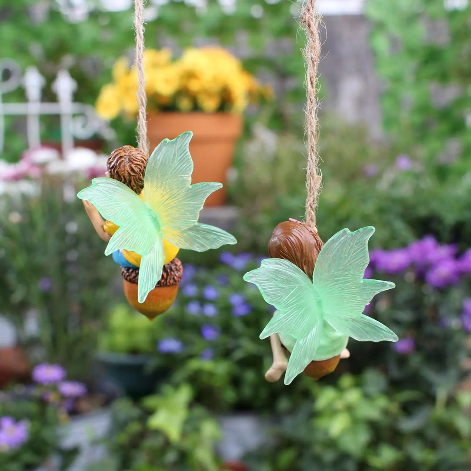 Outdoor Garden Ornaments Resin Boy Girl Fairy Hanging Pendant Crafts Zpaxo