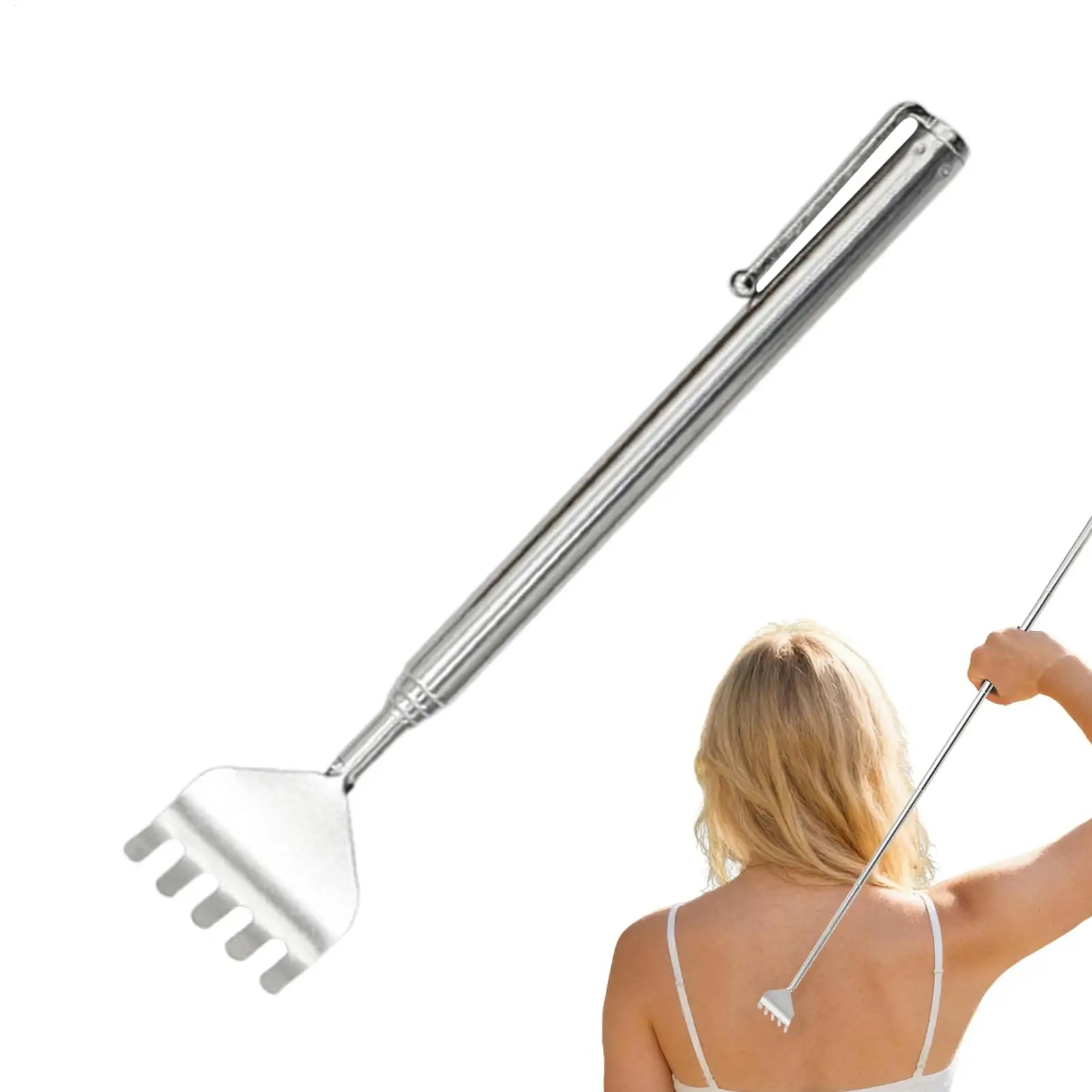 Extendable Telescopic Stainless Steel Back Scratcher & Massager Back Scratcher Zpaxo