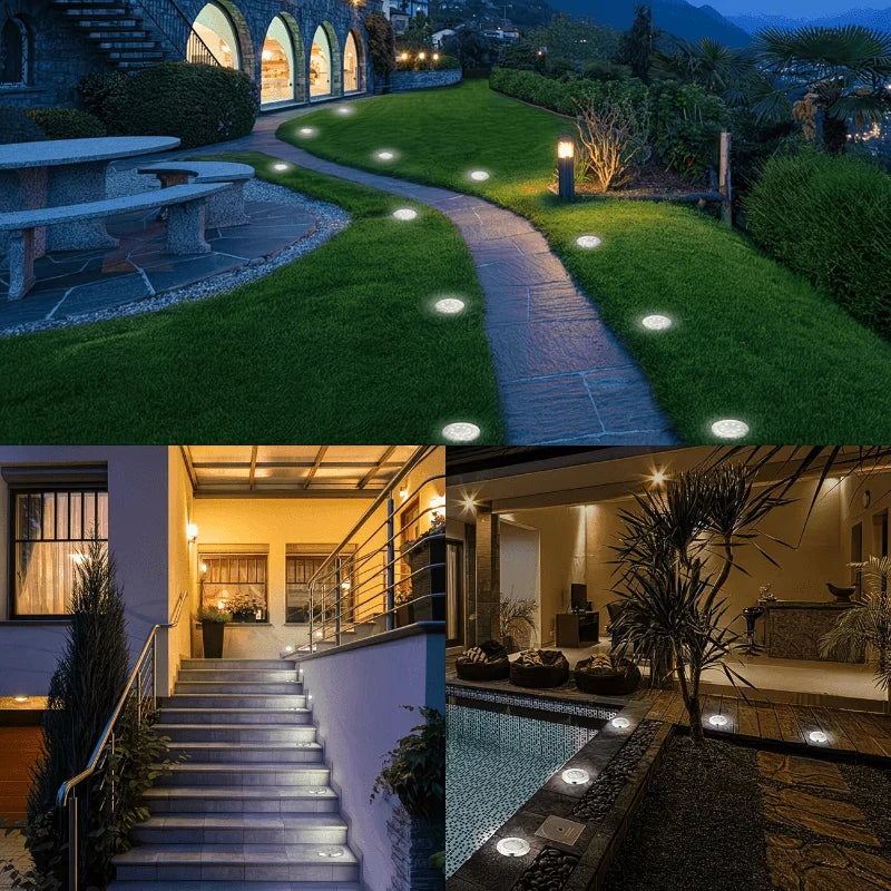 1- LED Outdoor Solar Power Floor Lamps Waterproof Underground Lawn Zpaxo