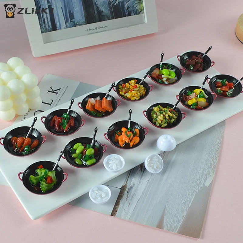 ▶1PCS Dollhouse Mini Metal Cooking Pot with Food Simulation Kitchen Utensils Model Doll House Decoration Miniature DIY Accessori Zpaxo