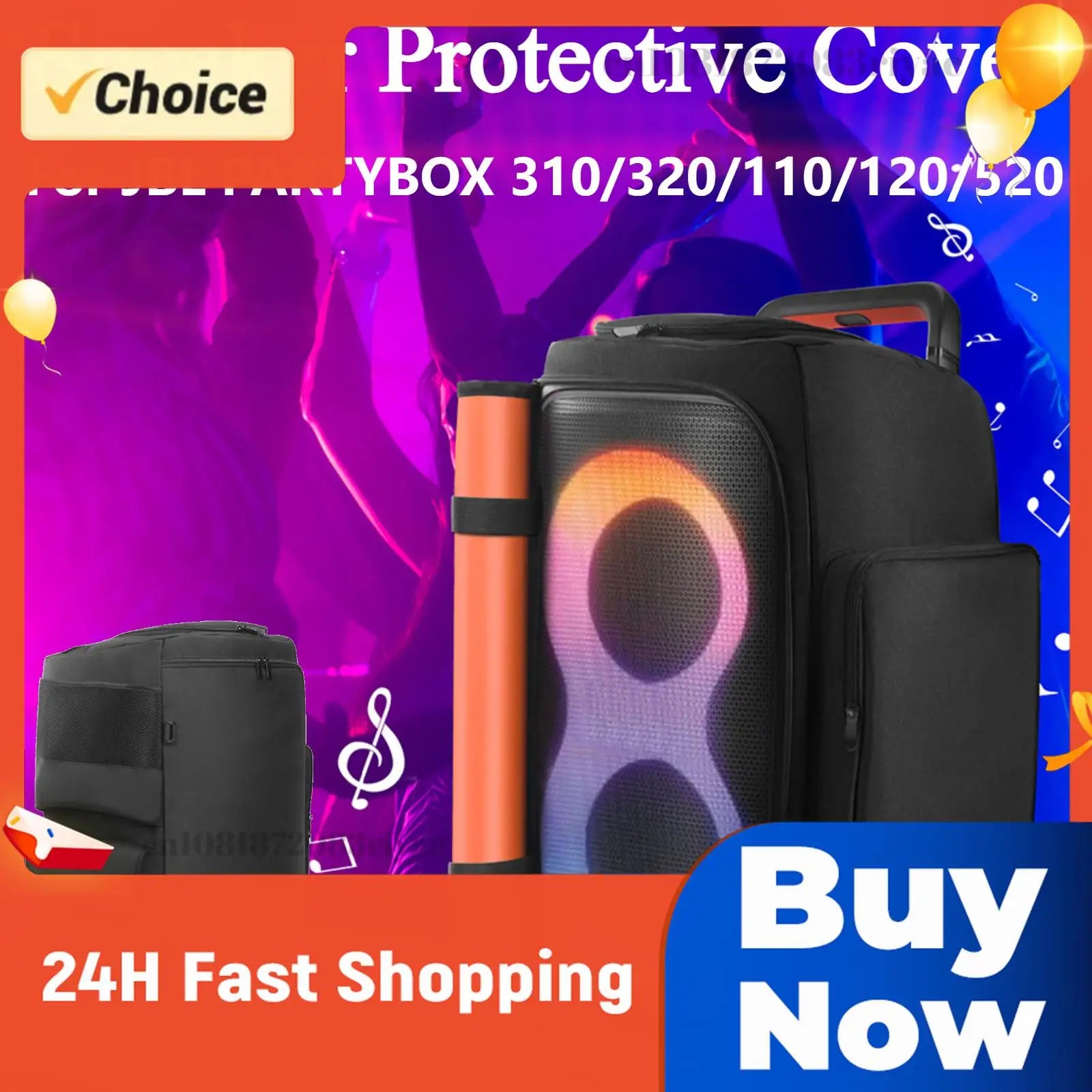 Portable Speaker Dust Case w/ Mic Pocket Double-Sided Speaker Storage Bag Wear Resist for JBL PARTYBOX 720/520/110/310/320 Cover Zpaxo