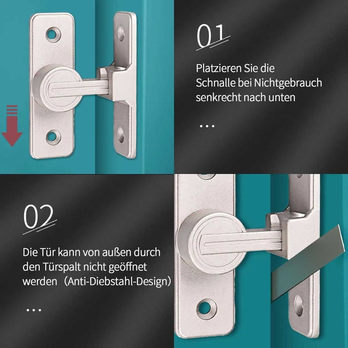 Heavy-Duty Zinc Alloy Sliding Door Lock – 90° & 180° Anti-Theft Door Security Lock Zpaxo