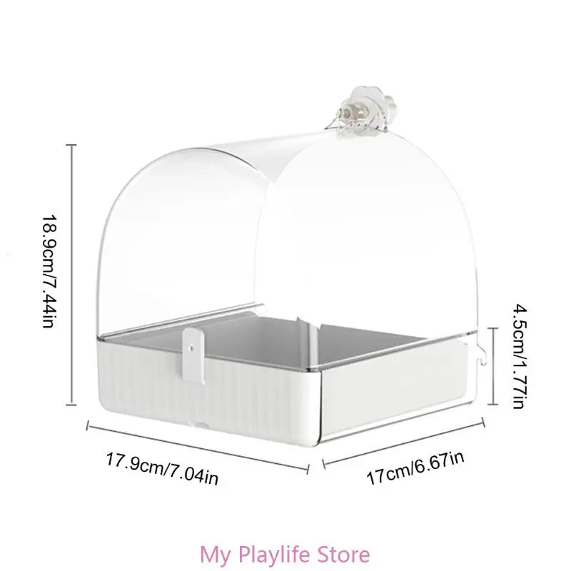 Pet Bird Bath Tub Clear Bath House Parrot Bathtub with Bottom Drawer for Budgies Cockatiels Lovebirds Bathing Supply Zpaxo