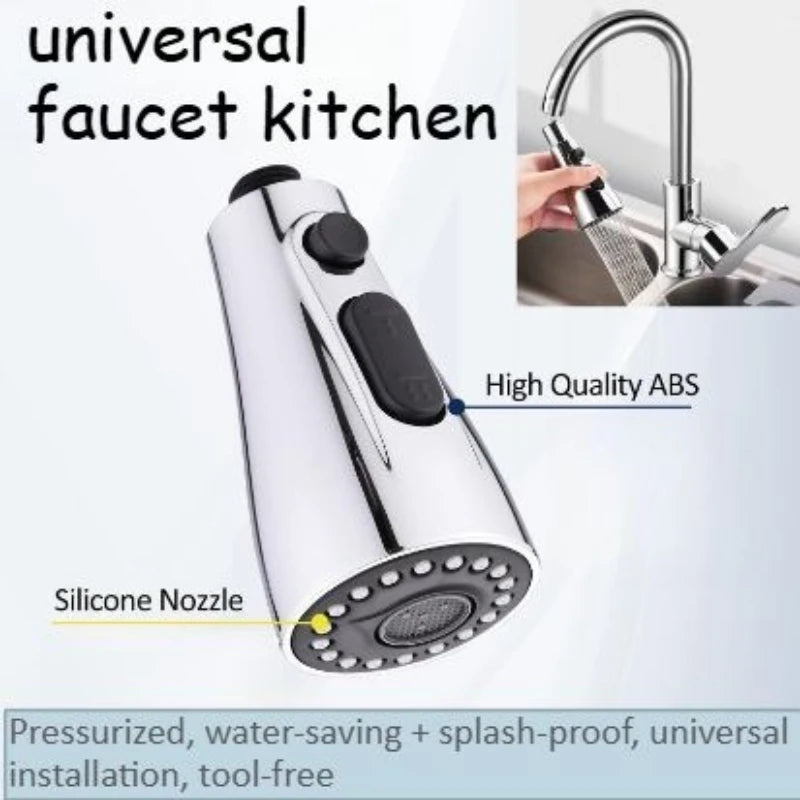 Universal Faucet Kitchen Black Removable Sink Faucet Rotating Splash Proof Sprinkler Spray Extender Bubbler Kitchen Gadgets Zpaxo