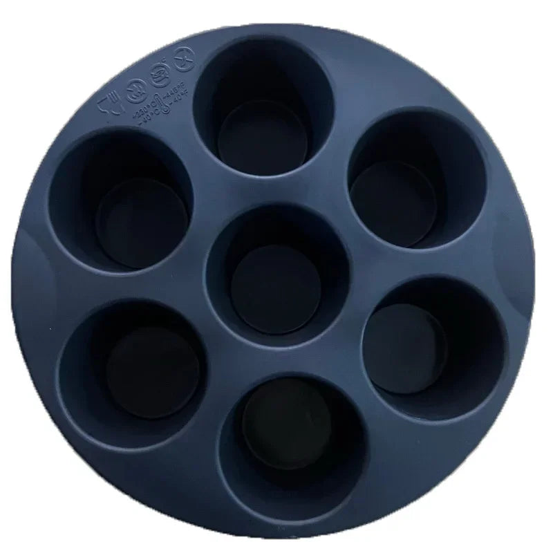 2026 New Silicone Egg Bite Molds for Air Fryer - 7-Cavity Non-Stick Muffin Pan for Cupcakes/Quiches/Tarts - Dishwasher Safe Pans Zpaxo Black