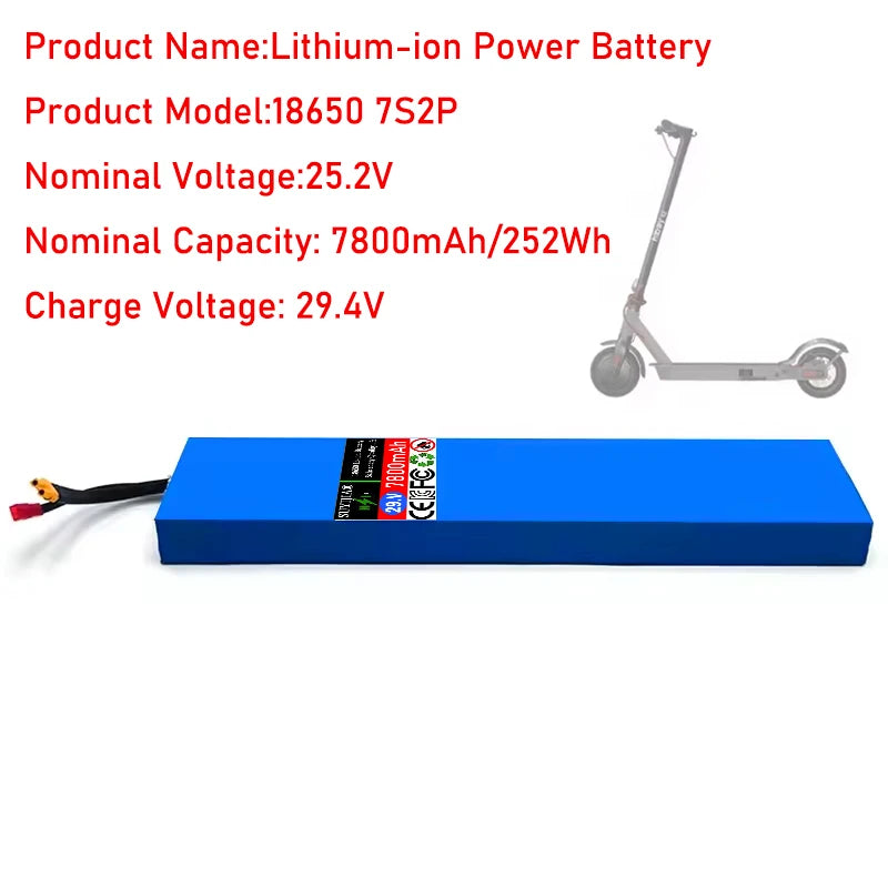 100% Original New Scooter Battery 7S2P 25.2V 7800mAh Lithium-ion Rechargeable Battery 18650 Battery Pack Lithium with Charger Zpaxo