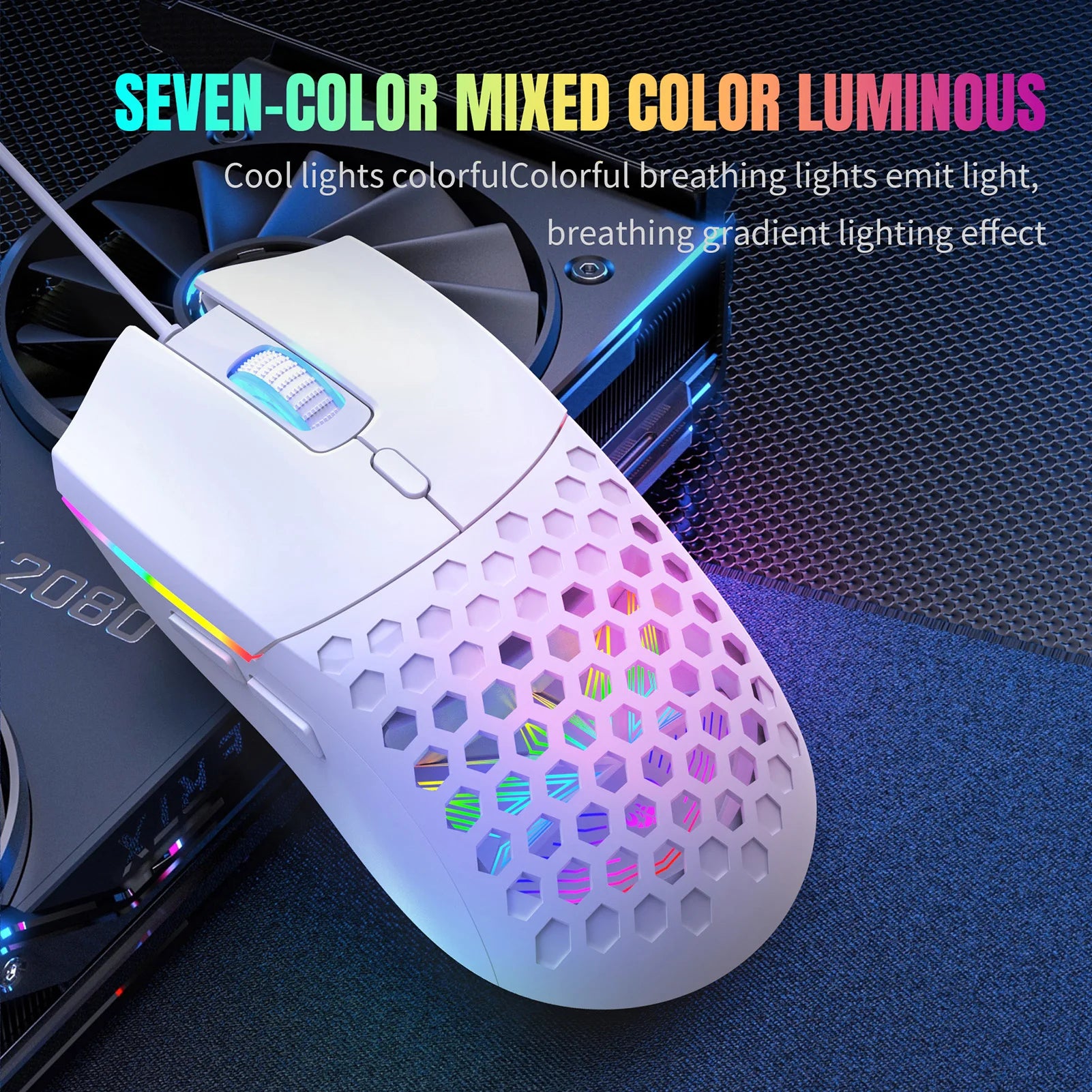 Wired Mouse Hollow Design Gaming Mouse with 6400DPI Colorful Backlit Ergonomic for Gaming and Working Zpaxo
