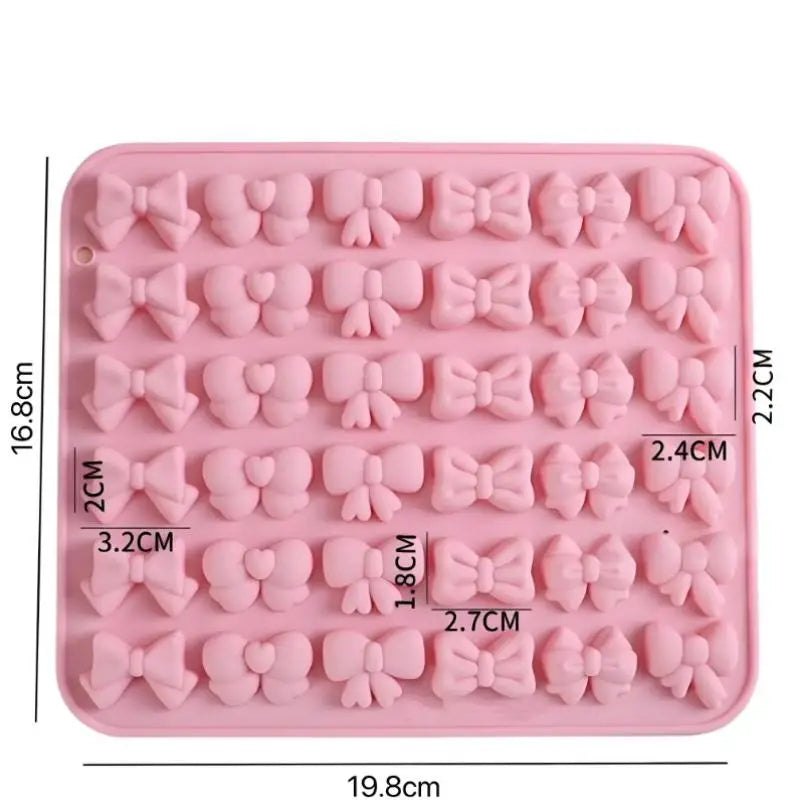 Bow Silicone Molds 6 Different Shapes 36-Cavity Chocolate Fondant Zpaxo Pink