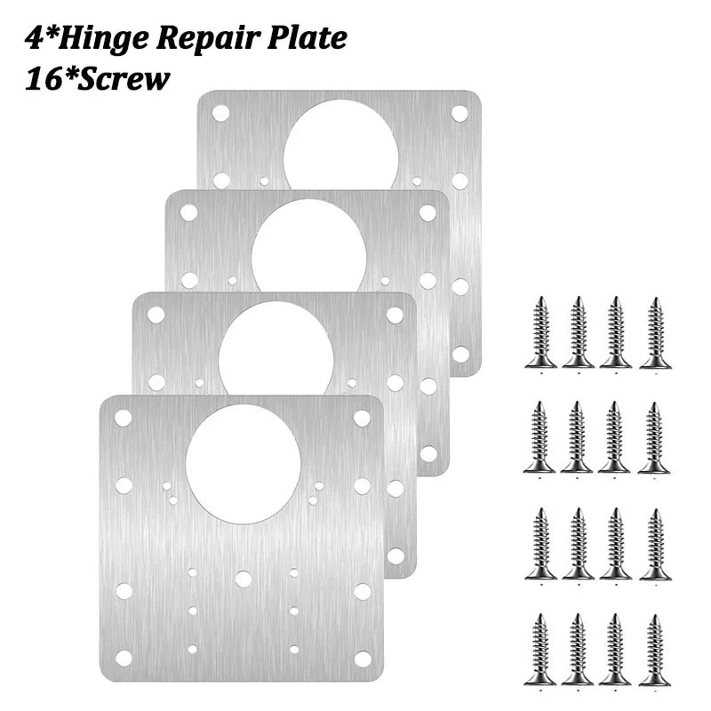 Cabinet Hinge Repair Plate Kit Kitchen Cupboard Door Hinge Mounting Plate With Holes Flat Fixing Brace Brackets Household Tools Zpaxo 4PCS A