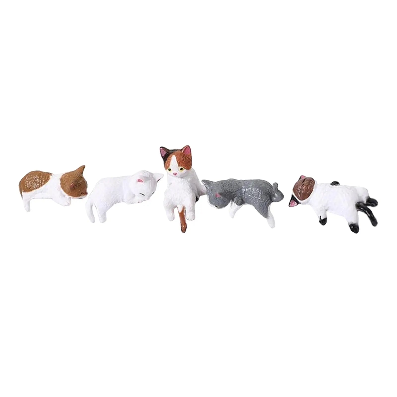 Miniature Cat Figurines – Resin Desk, Monitor & Shelf Decor Cat Figurine Set Zpaxo Style C