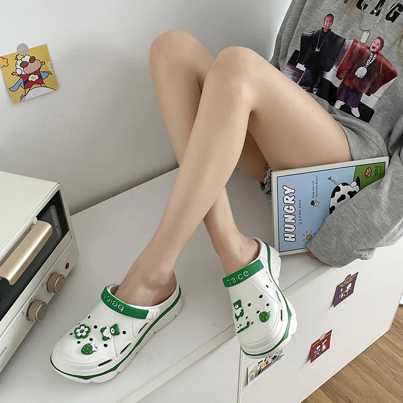 2024 EVA Thick Sole Hole Shoes Women's Summer Solid Cute DIY Sandals