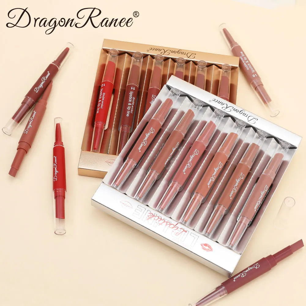 Set of Six Double-Ended Lipsticks, Velvet Matte Lipsticks, Easy to Apply, Non-Fading, Non-Stick Lipsticks Set Zpaxo