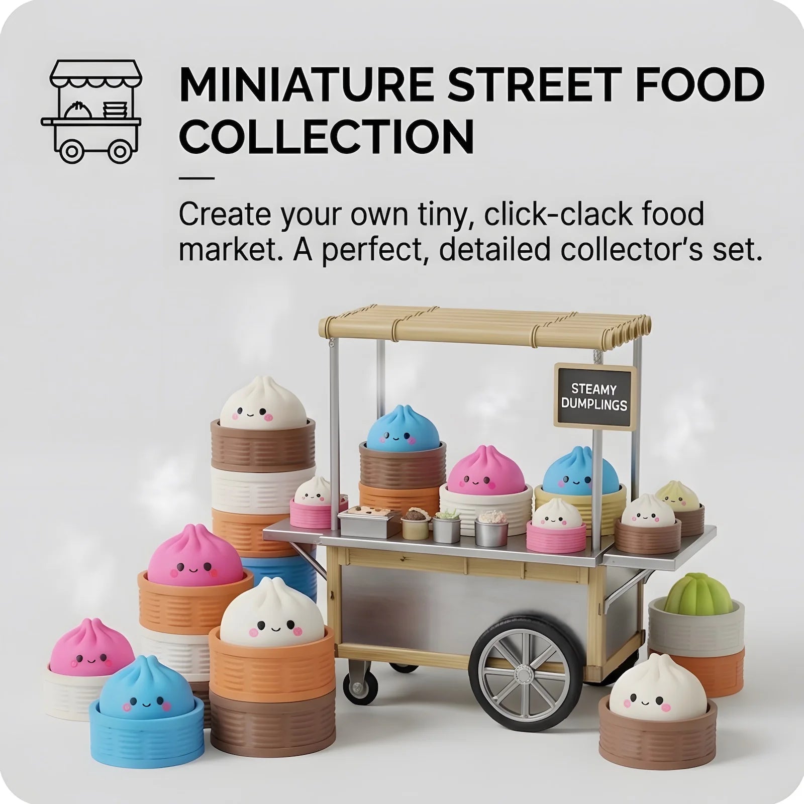 3D Printed Cute Steamed Bun Keychain Mechanical Keyboard Blue Switch