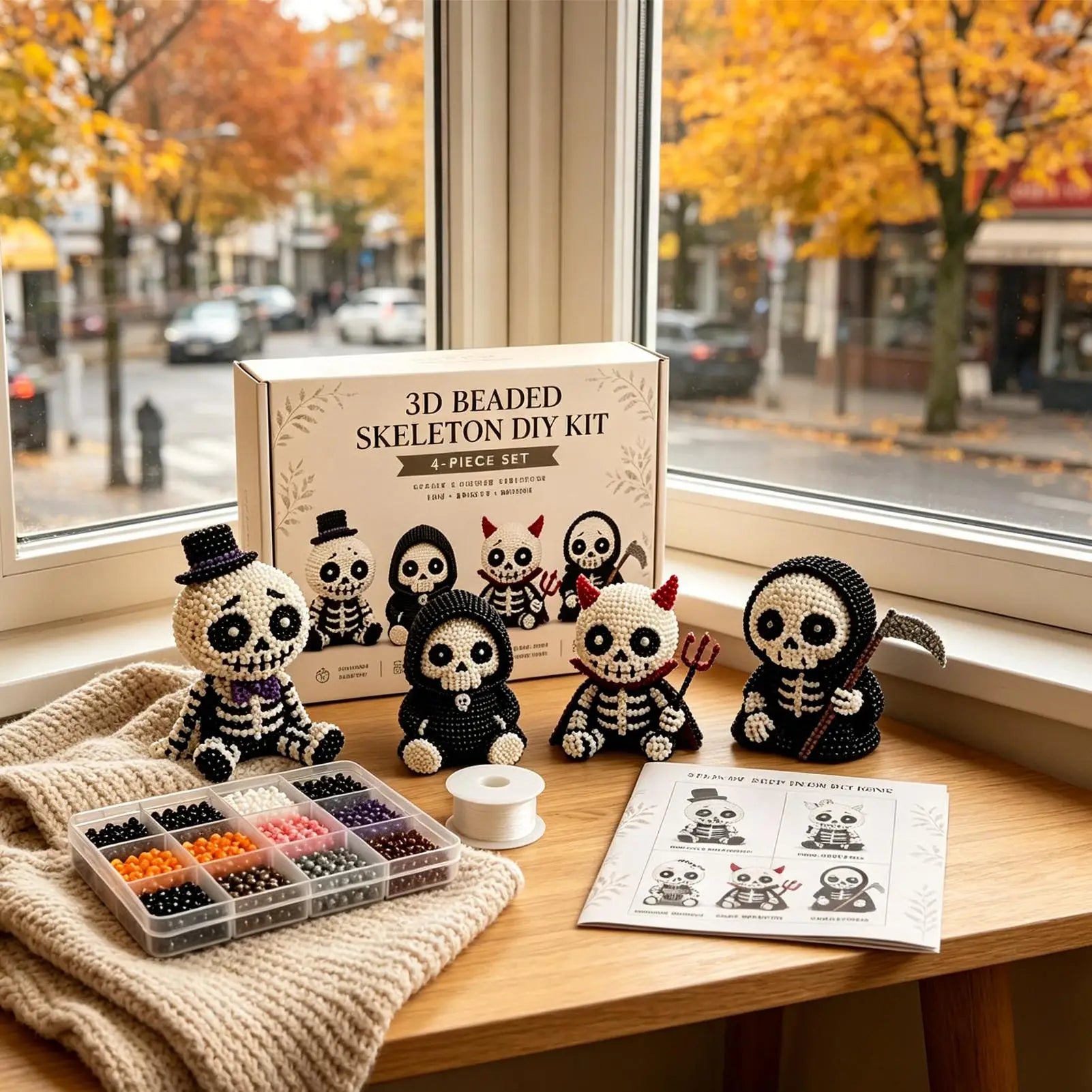 Beaded 3D Skeleton Ornament Halloween Adorable Keepsake Figure Crafts