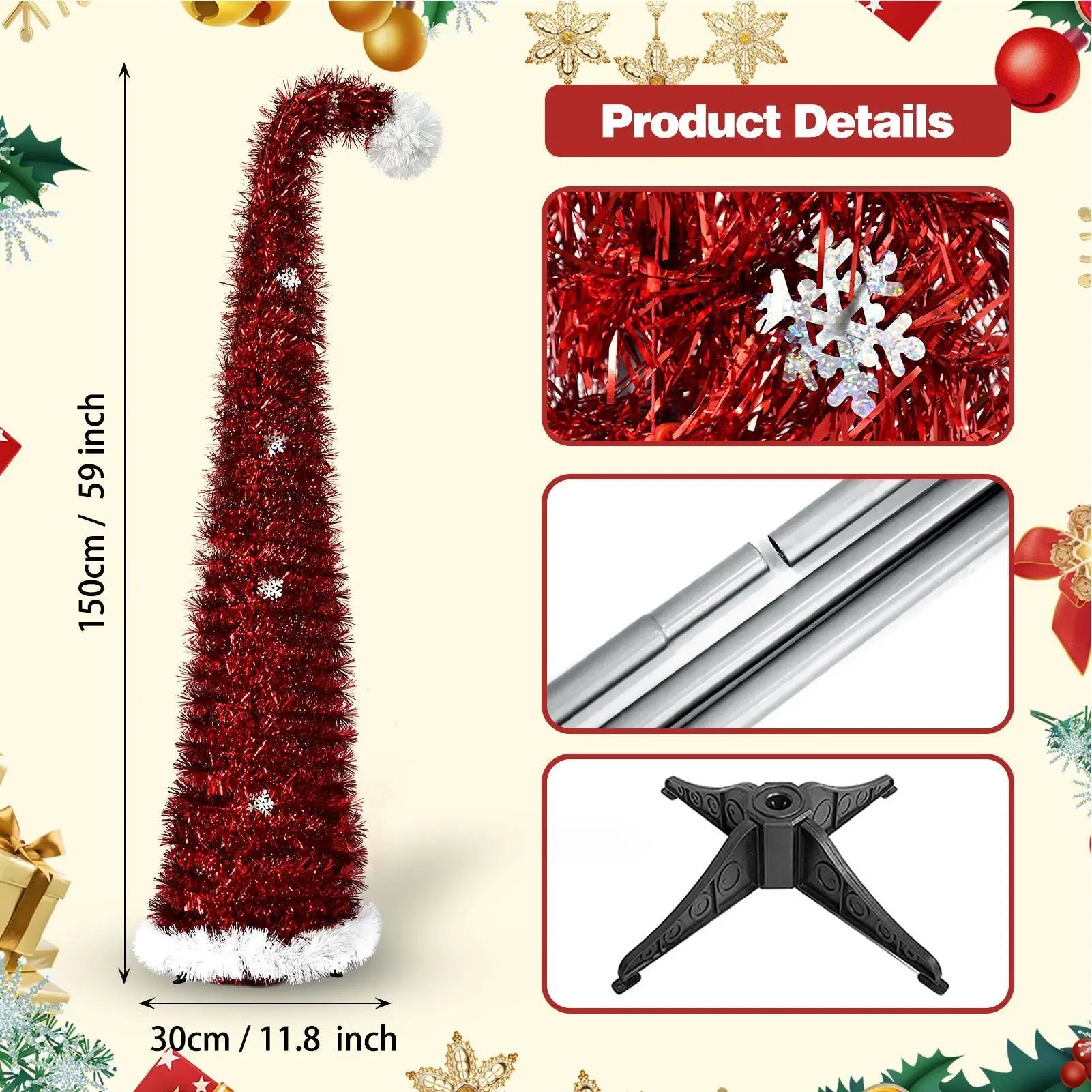 Christmas Tree 4 92 Ft Retractable Spiral Realistic Tabletop Ornament