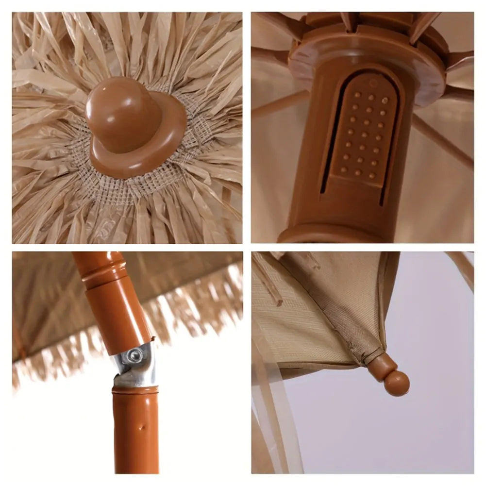 63inch Thatched Garden Umbrella with Tripod Base Beach Umbrella Outdoor Tiki Patio Umbrella for Garden, Lawn, Deck, Backyar Zpaxo