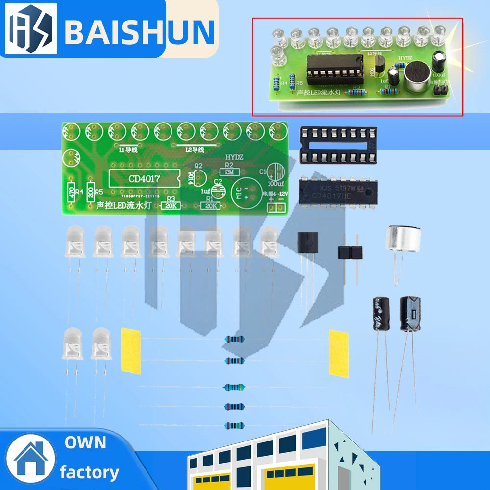 1 CD4017 Lantern Control Voice-activated LED Water Light Educational Zpaxo