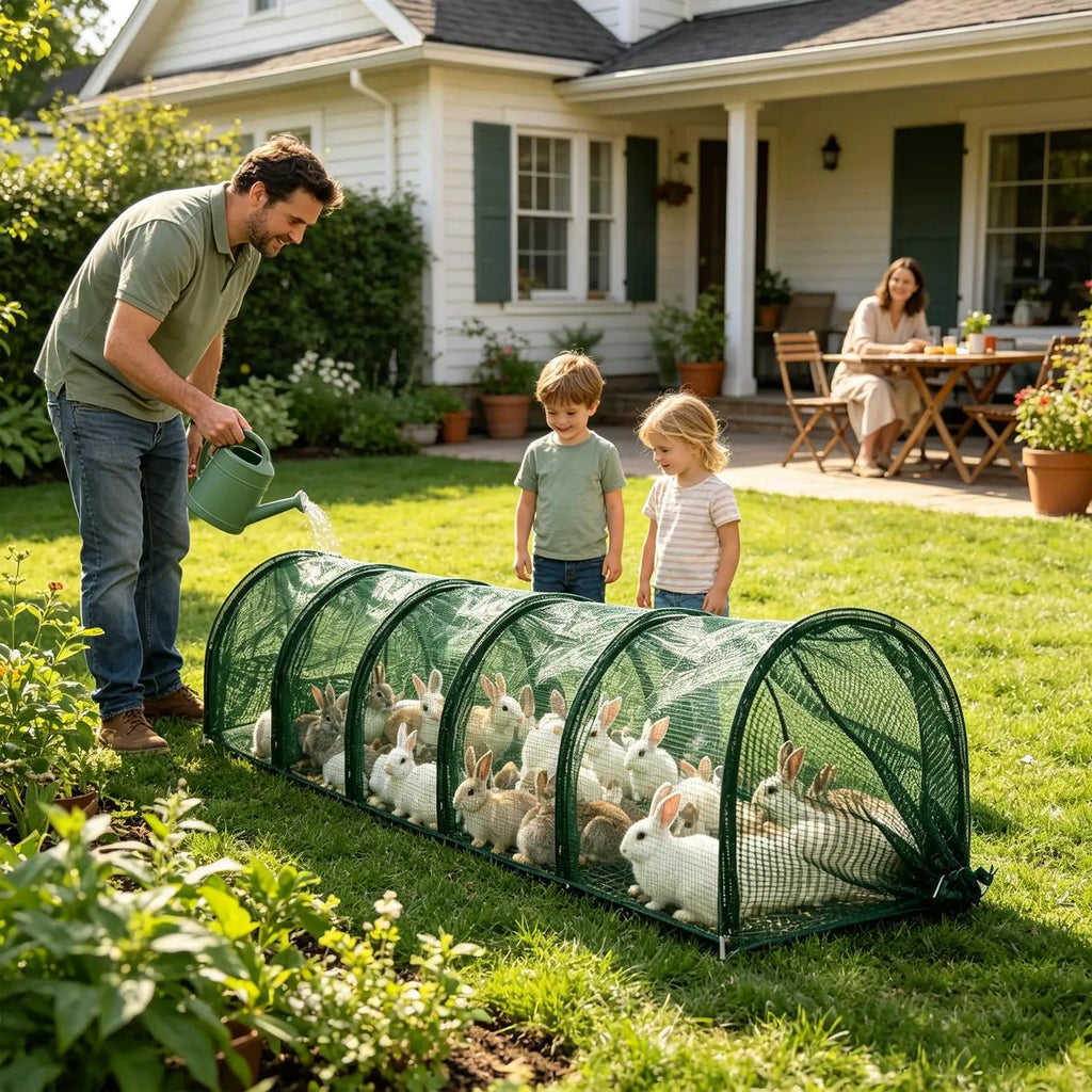 Foldable Chicken Tunnel Outdoor Metal Poultry Run Quick Install