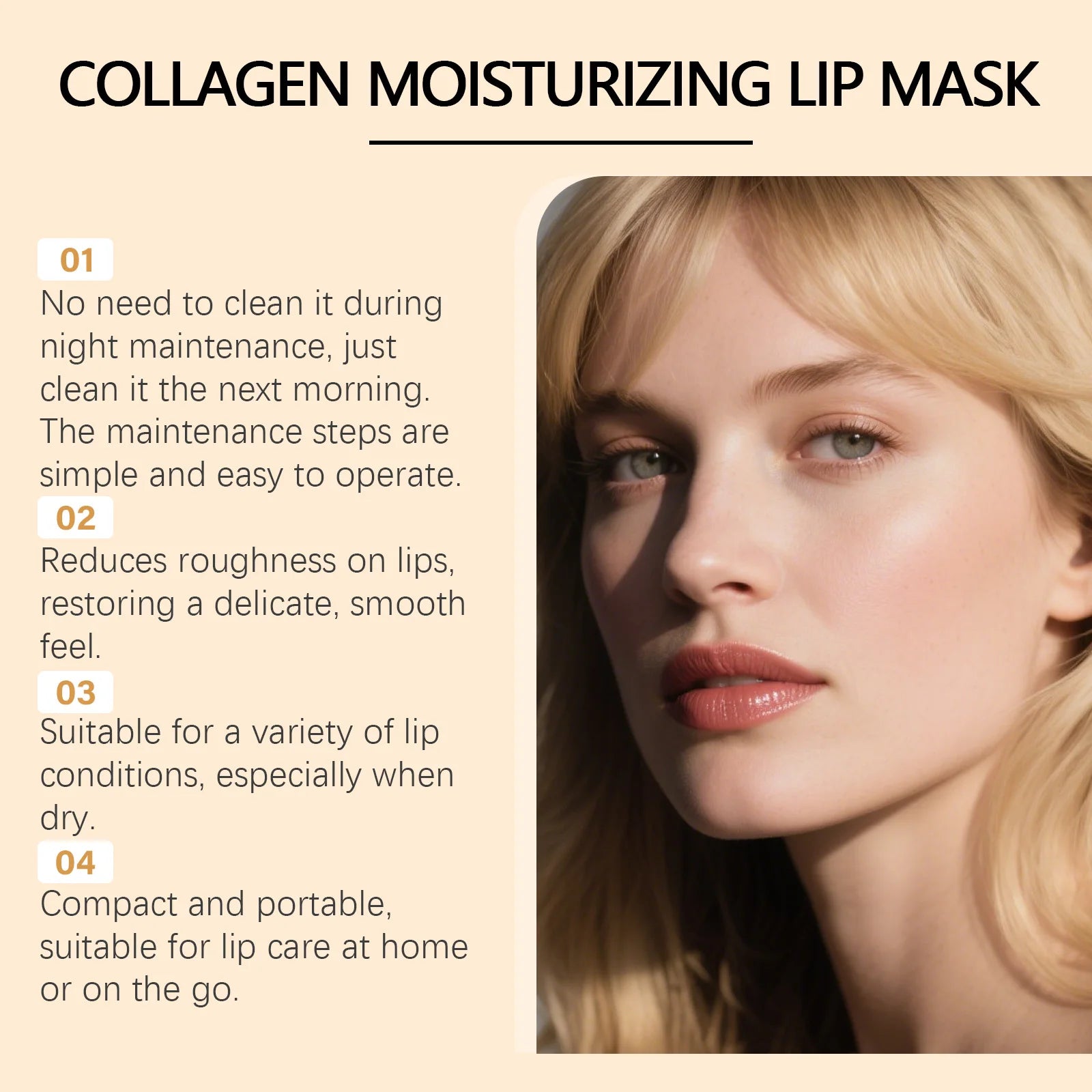 Collagen Lip Mask Overnight Repair Moisturizing Nourishing Treatment for Dry Flaky Lips Women's Lip Care Essential Fade Lip Line Zpaxo