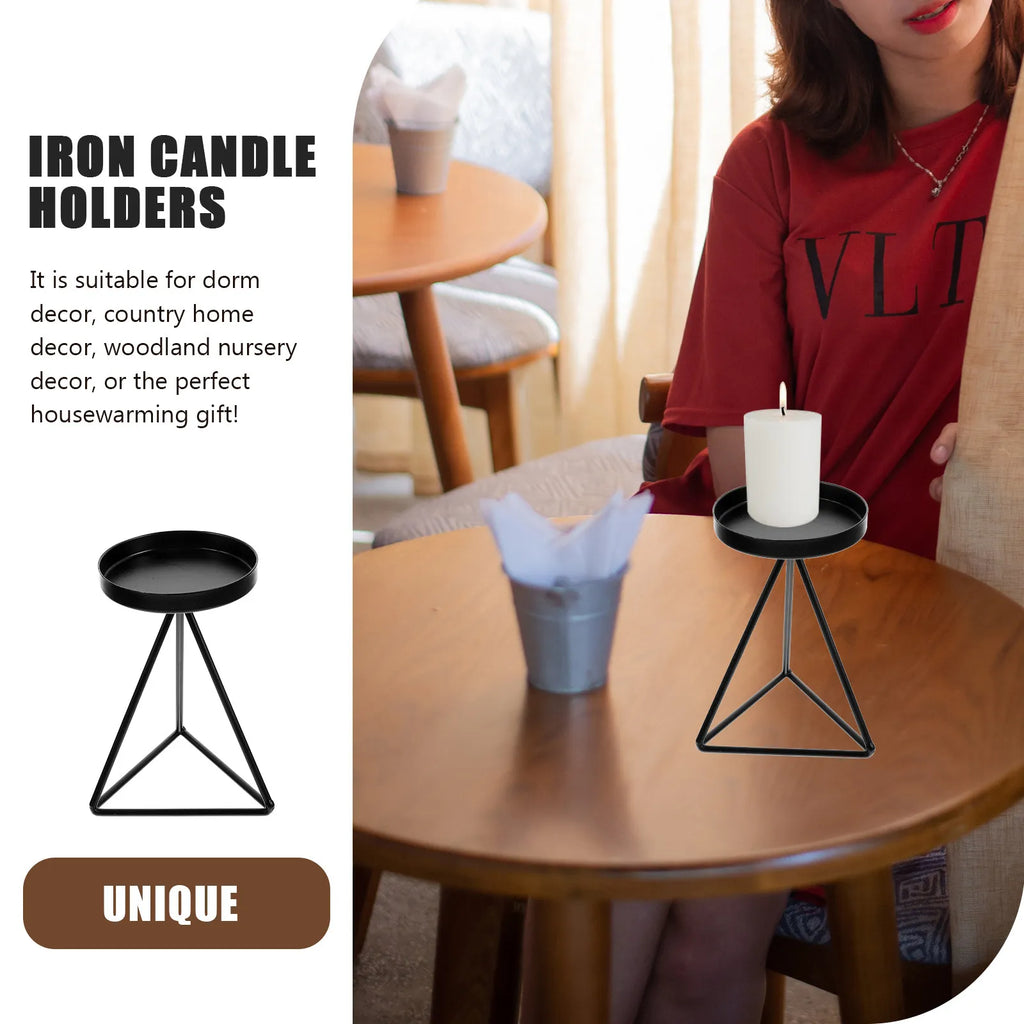 Iron Holder Geometric Hollow Candlestick Home Decorative Desktop