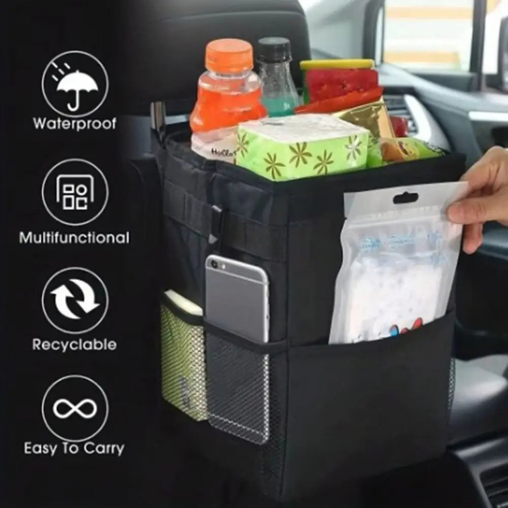 Oxford Cloth Car Trash Can Waterproof Washable Hanging Garbage Bag Zpaxo