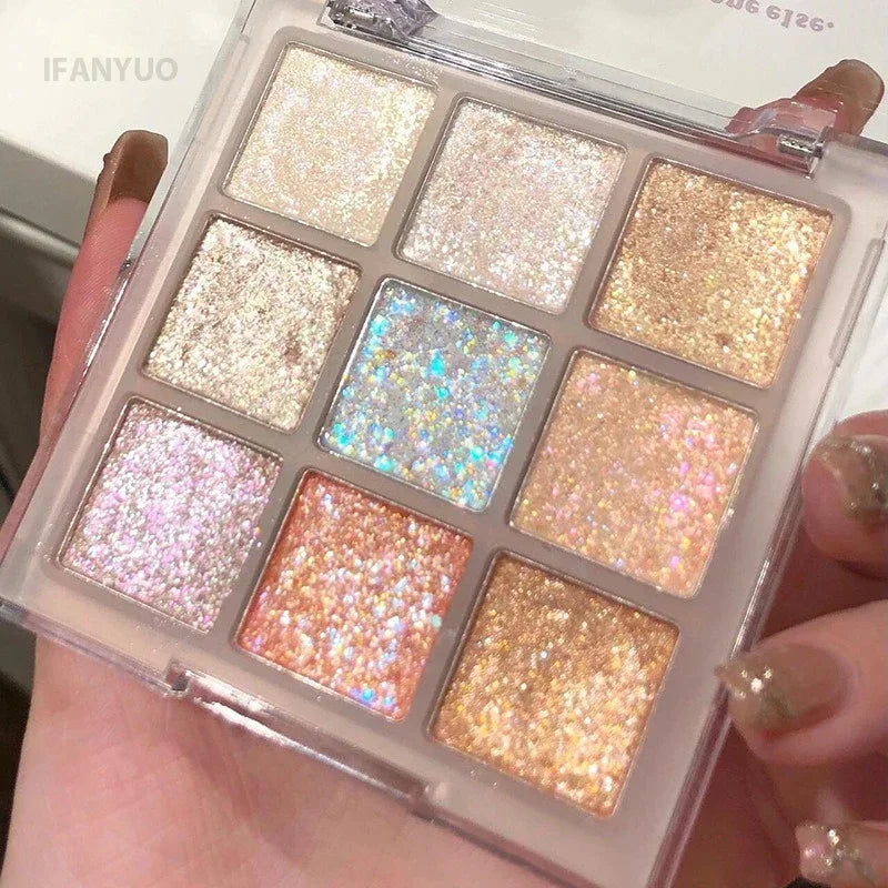 9Colors Glitter Eyeshadow Palette Pearlescent Earth Eye Shadow