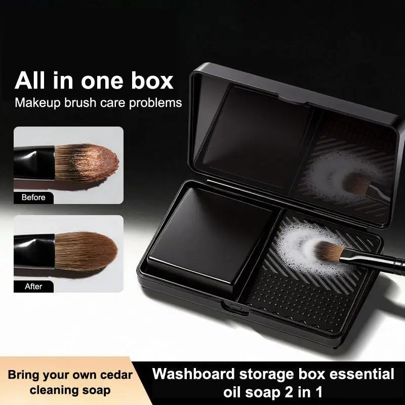 Mini Silicone Makeup Brush Cleaner – Washboard & Soap Set