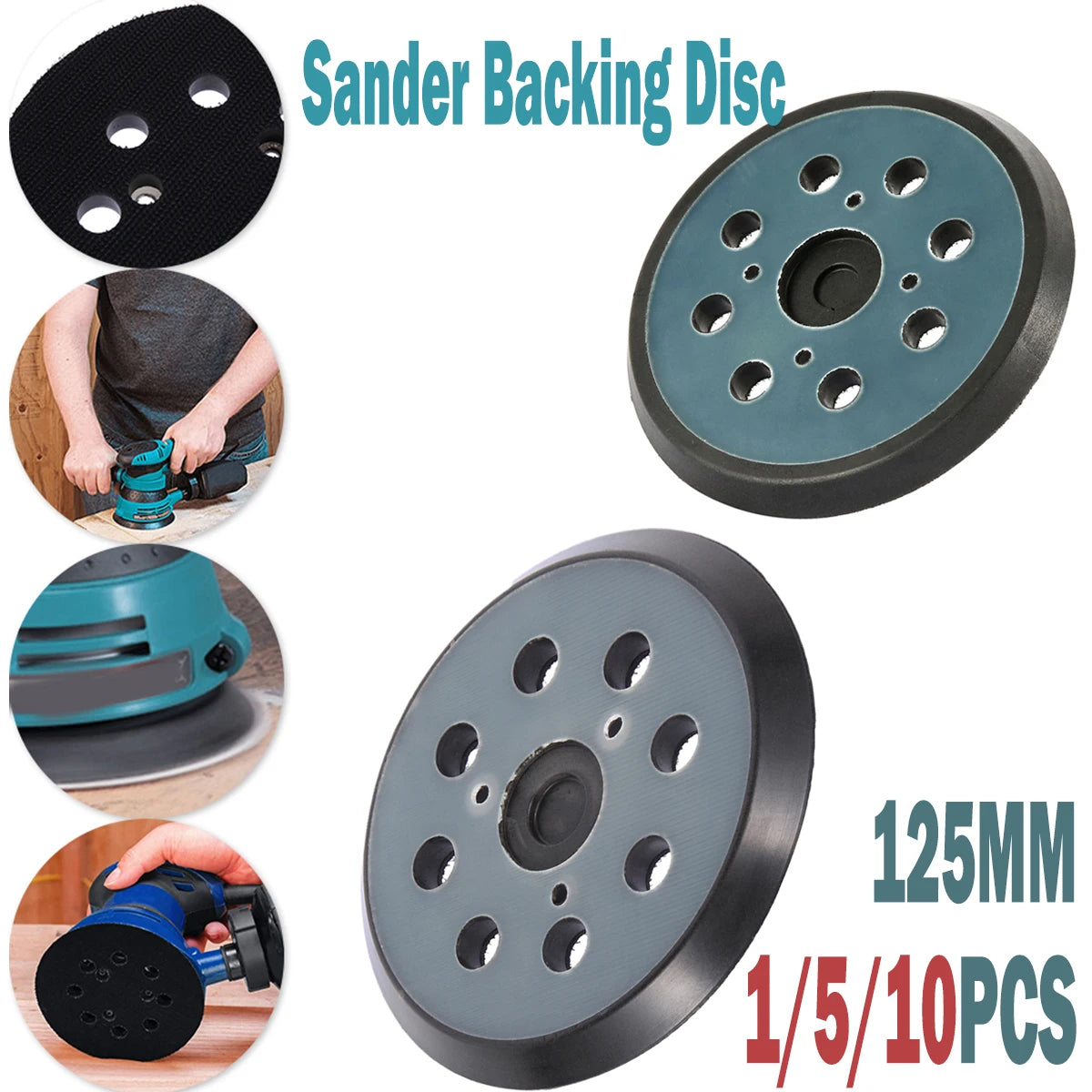 1-10PCS Sander Disk Discs 5Inch Hook & Loop Sander Backing Pad Replacement Sanding Pad Electric Makita For Random Orbital Sander Zpaxo