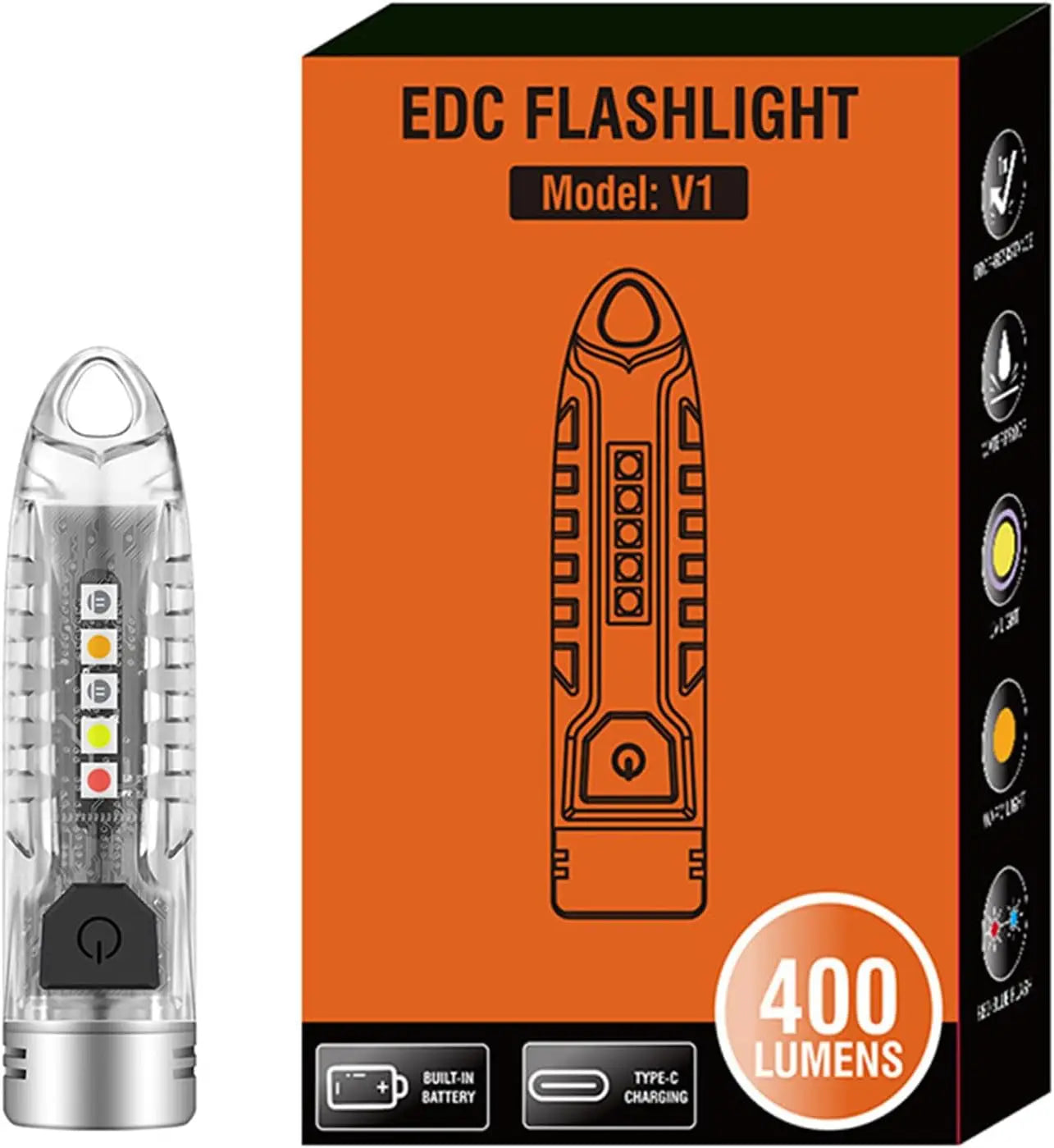 POCKETMAN Mini Keychain Flashlight 12 Modes UV LED Rechargeable Keychain Flashlight Zpaxo 1 pack