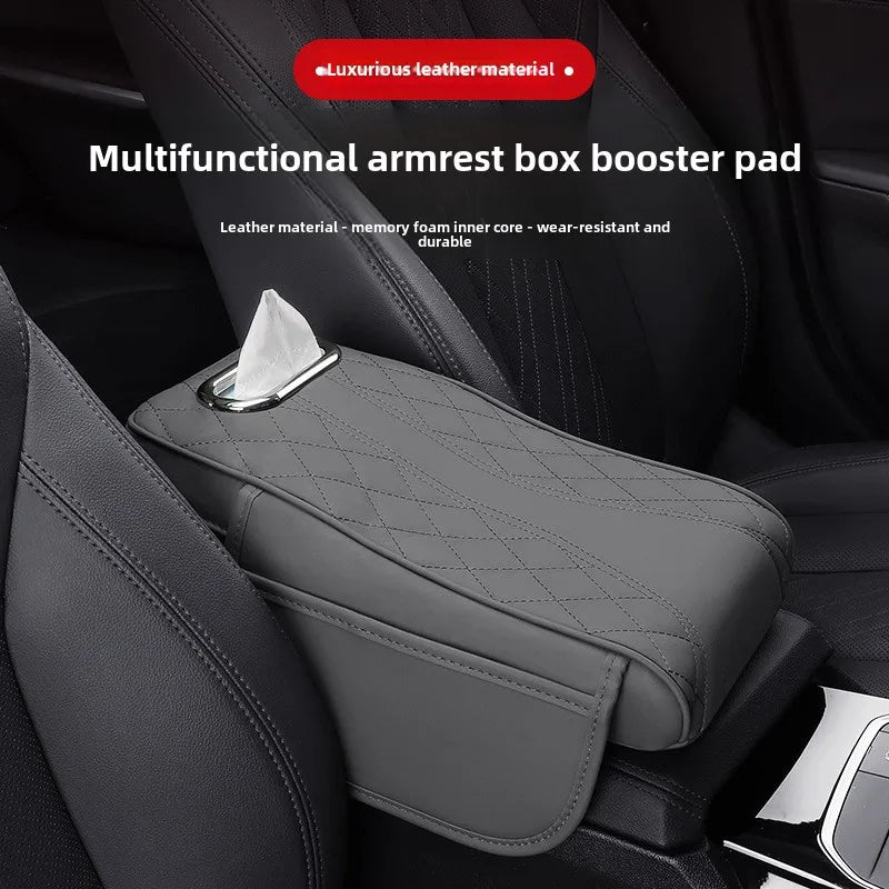 Car Armrest Box Cushion Universal Storage Bag Car Tissue Box Central Elbow Height Pad Multifunctional Height and Width Zpaxo Calm Grey