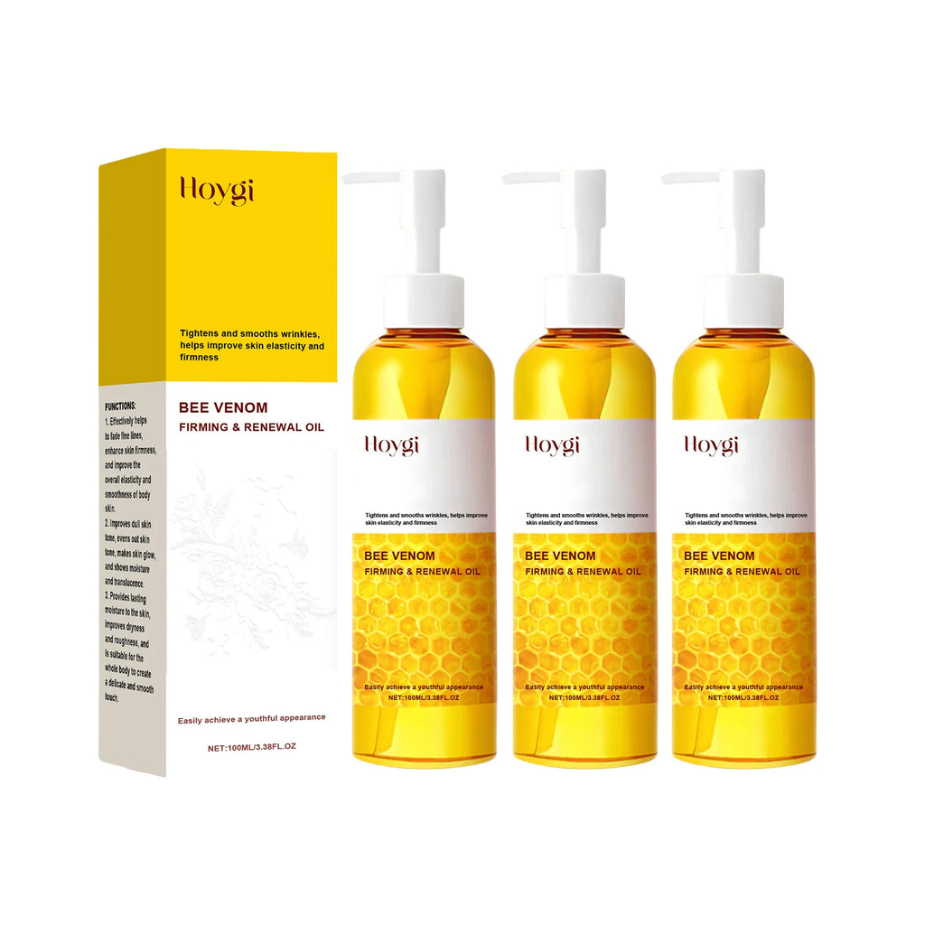 Hoygi Bee Venom Firming Body Oil with Collagen Boosting 24H Hydration & Fast Absorption for Sagging Skin & Stretch Marks Zpaxo 3PCS