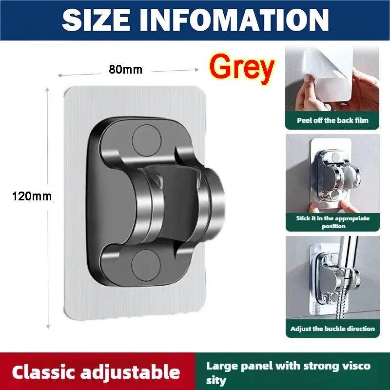Shower Holder Suction Cup Holder 360° Adjustable Showerhead Holder Plating Shower Rail Head Bathroom Wall Mount Bracket Zpaxo Gray