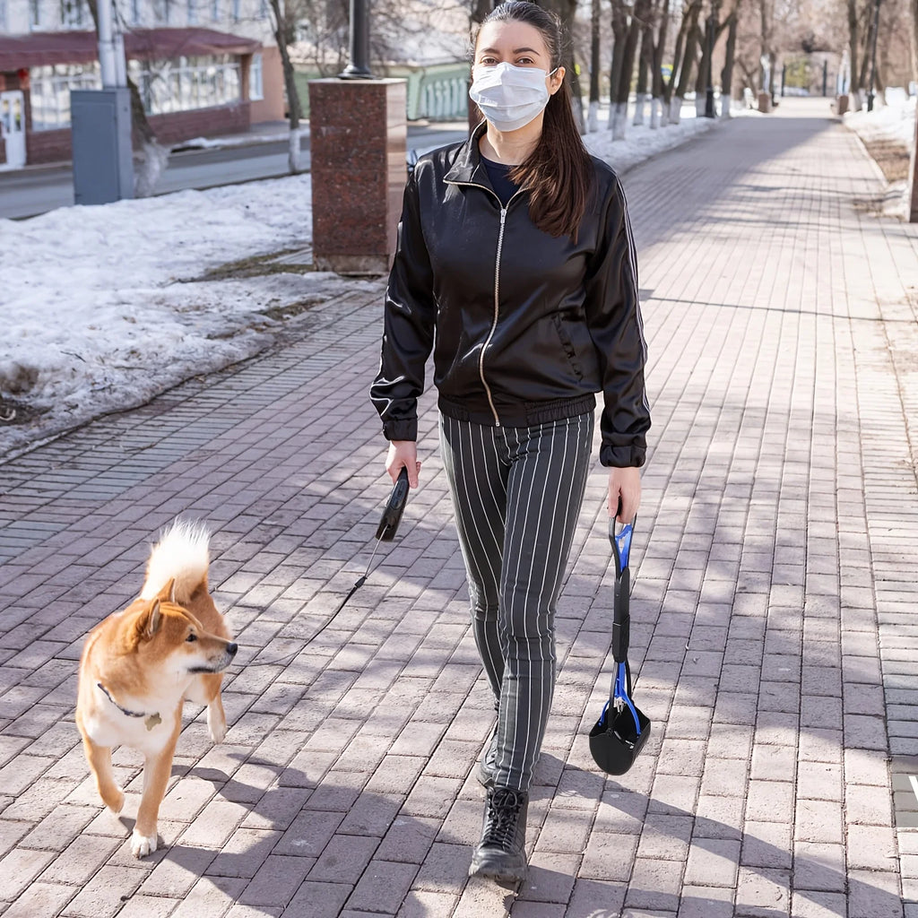 Durable Pet Poop Shovel Long Handle Design Strength Spring Foldable