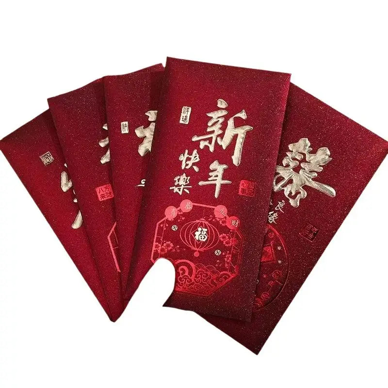 10Pcs/Pack Chinese Red Envelope Snake New Year Spring Festival Matte Hot Gold Red Bag Money Envelopes Red Packet Gift Envelope Zpaxo