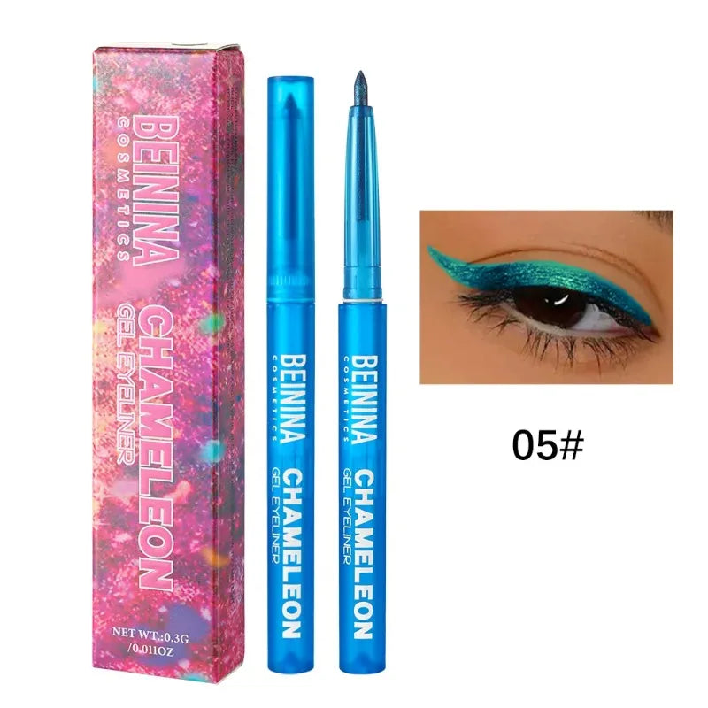 Shiny Chameleon Metallic Green Eyeliner Gel Stick Smooth Multicolor Zpaxo 05