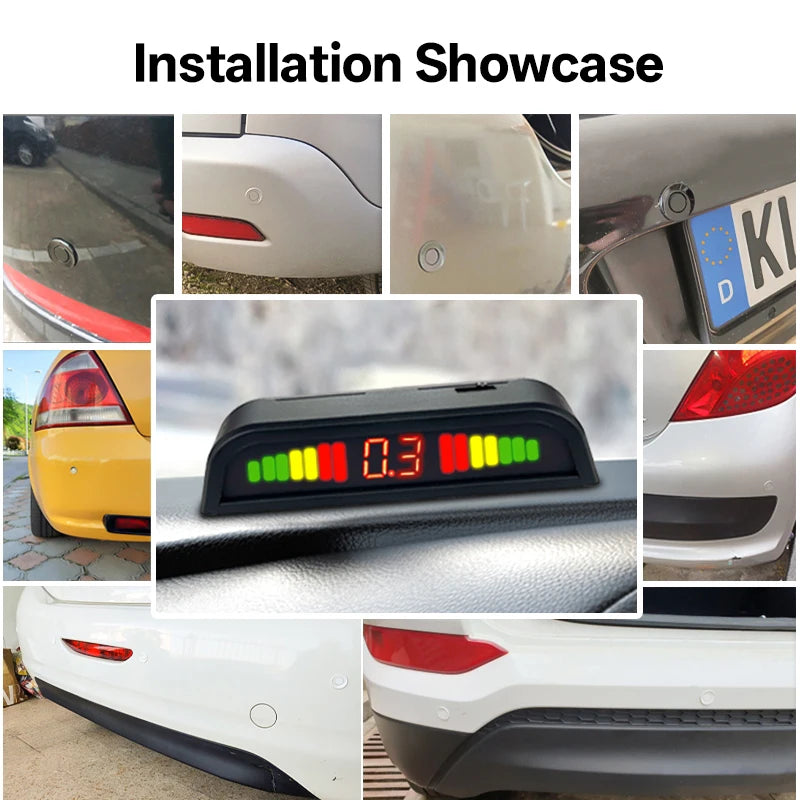 Hippcron Parking Sensors Car Reverse Display 4 Backward Sensor Sound