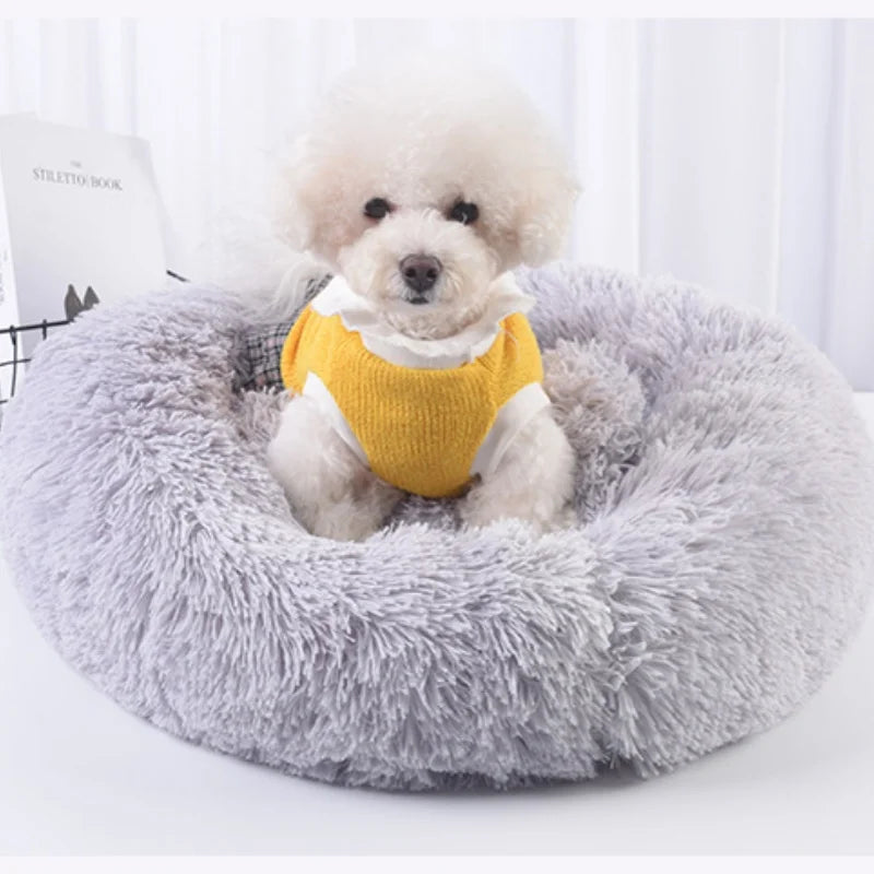 Soft Plush Donut Shaped Pet Bed Washable Comfortable Round Dog Cat