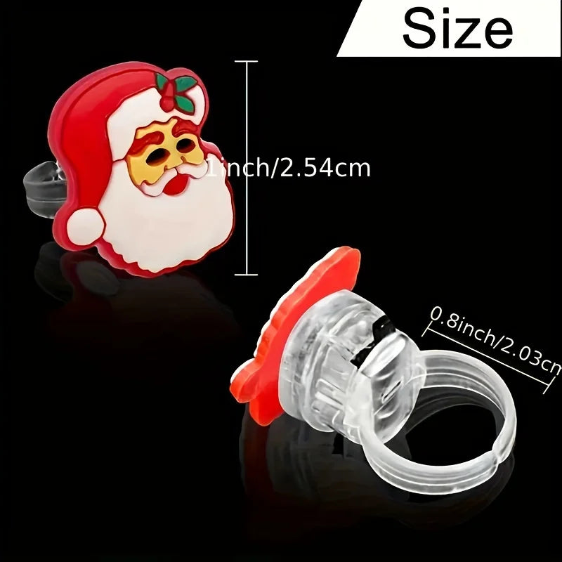 LED Christmas Party Favor Rings Glowing Finger Ring Cute Cartoon