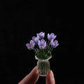 ▶Mini Lifelike Glass Flowers Simulation Flowers Handcrafted Floral Sculpture Floral Bouquet With Vase Dollhouse Decorative Model Zpaxo A5