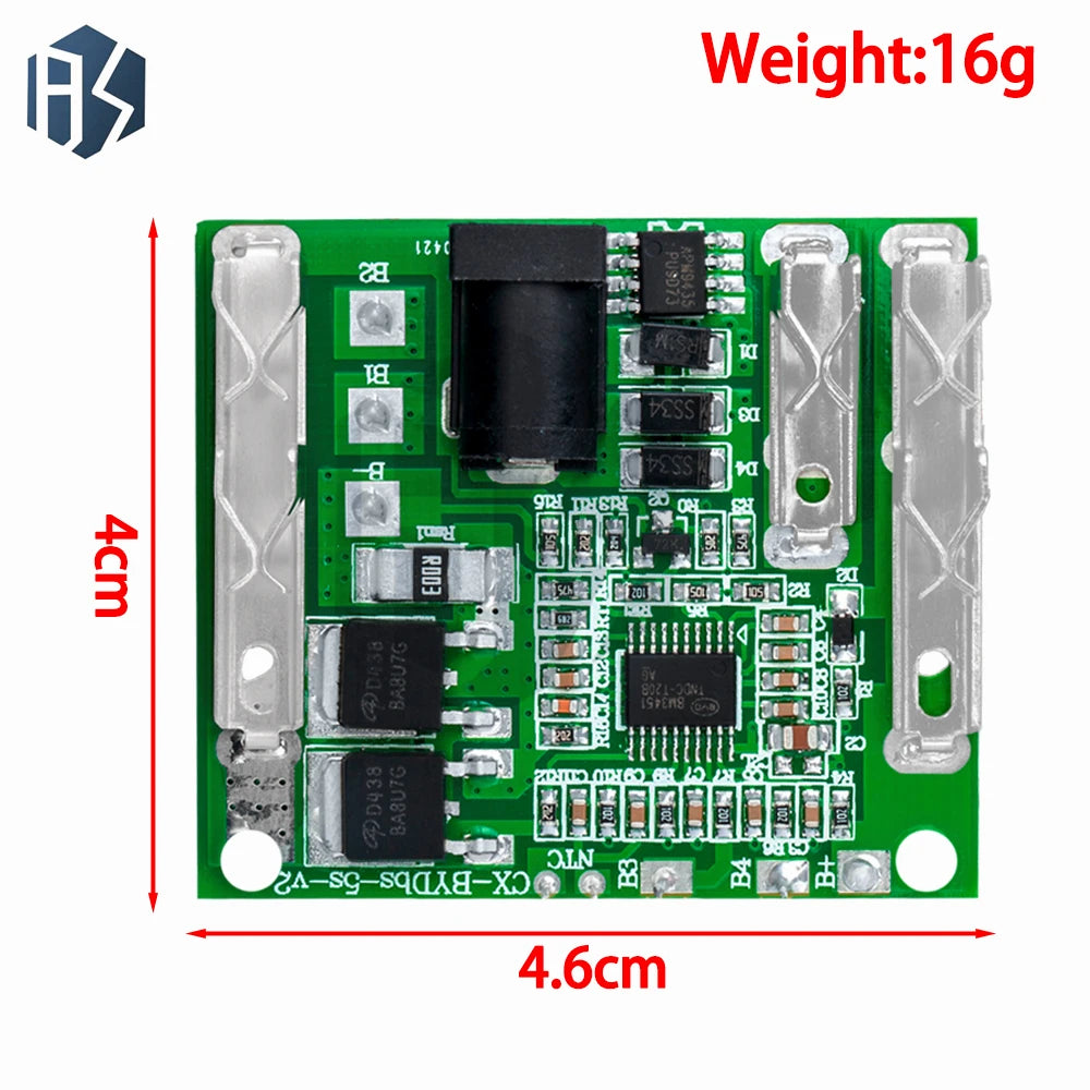 Heavy-Duty 30A 5S Li-Ion BMS Protection Board: 18V-21V with Full Protection for Power Tool Batteries Zpaxo