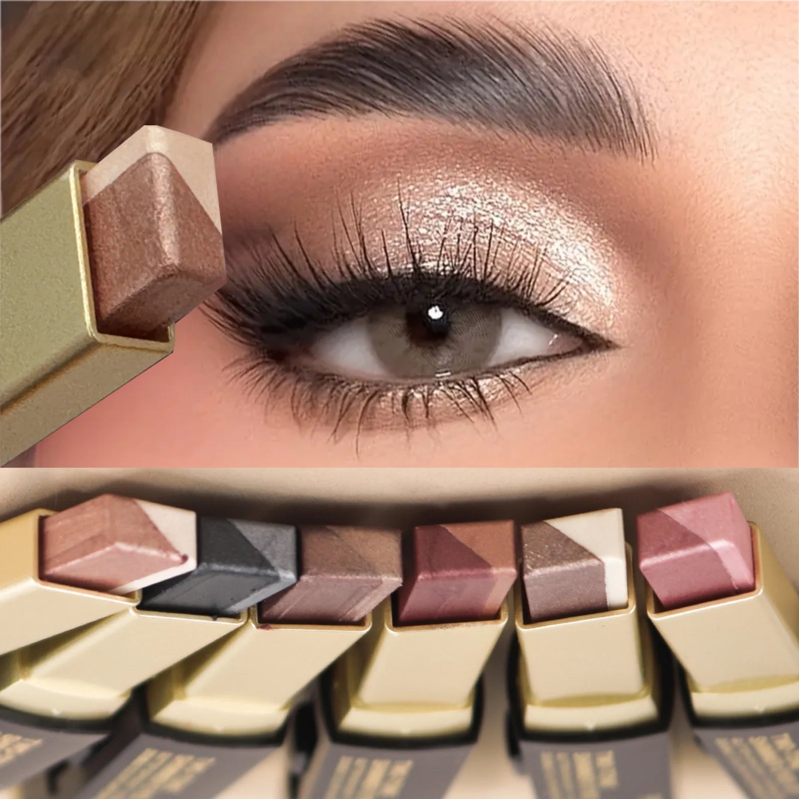1PC Glitter Two-color Eye Shadow Stick-Waterproof and Sweat-resistant, Beginner Friendly, Easy To Apply,Pearlescent Polarization Zpaxo