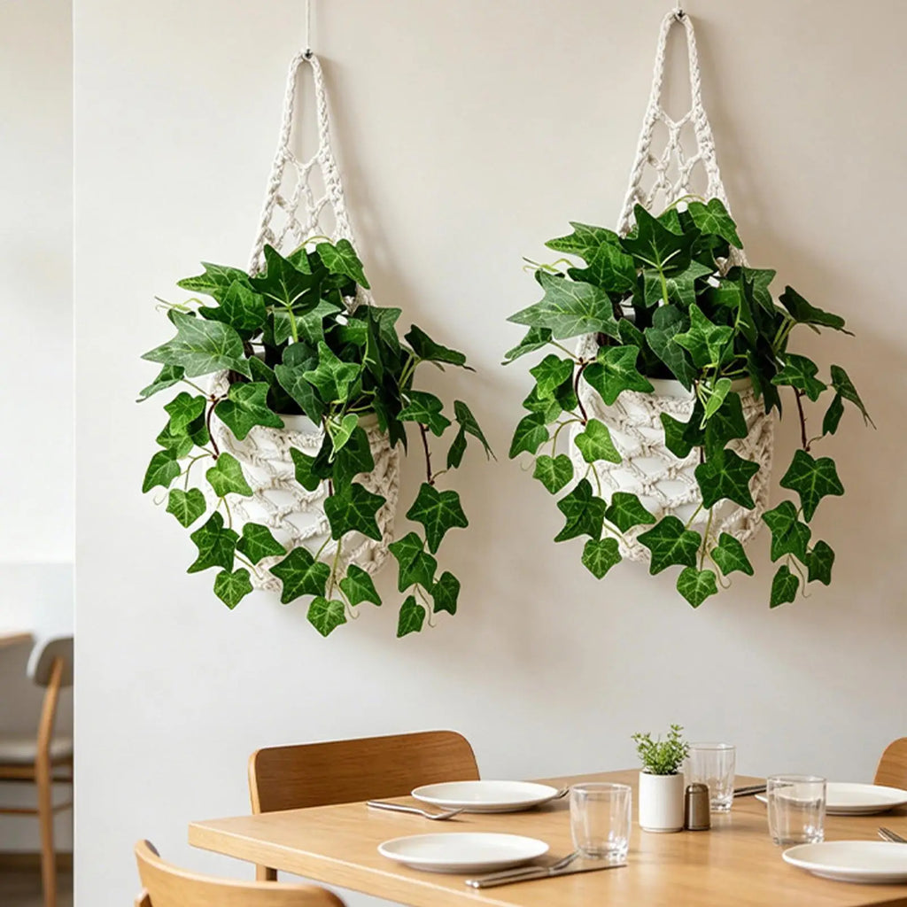 Boho Macrame Wall Plant Hanger – Cotton Rope Woven Basket Macrame Plant Hanger Zpaxo