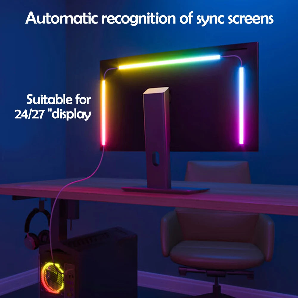 RGB Gaming Light Sync Strip Screen Backlight with Smart APP Control Ambient Lighting DIY Color Modes Computer Game Room Zpaxo