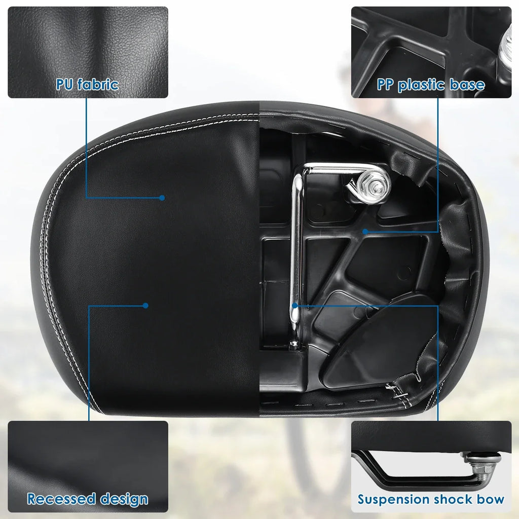 Bicycle Seats PU Waterproof Large Noseless Bike Saddle Shock-Absorbing Comfortable Foam Widened Soft Cushion for MTB Road Bike Zpaxo