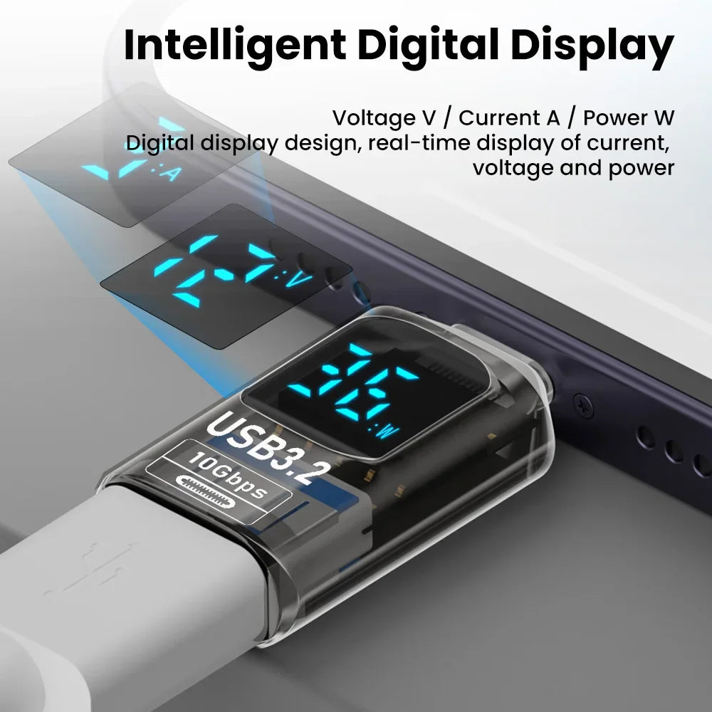 USB C Adapter 60W PD Fast Charging 10Gbps Data Transfer LED Digital Zpaxo