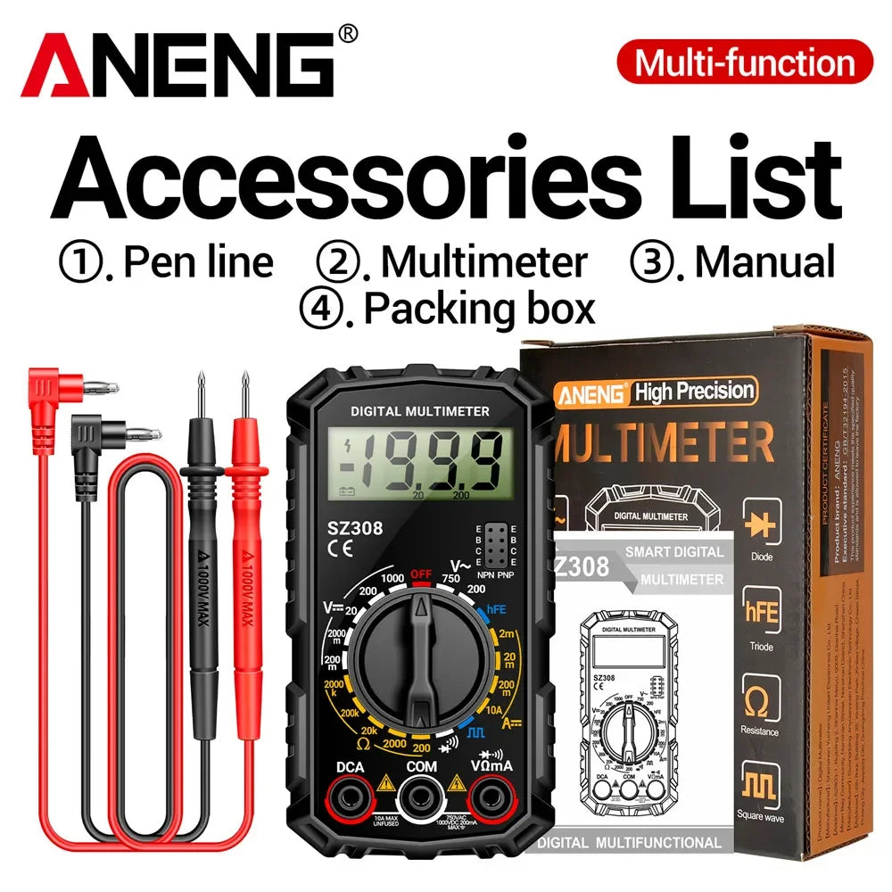 ANENG SZ308 Digital Voltage Resistance Meter AC DC Current Multimeter